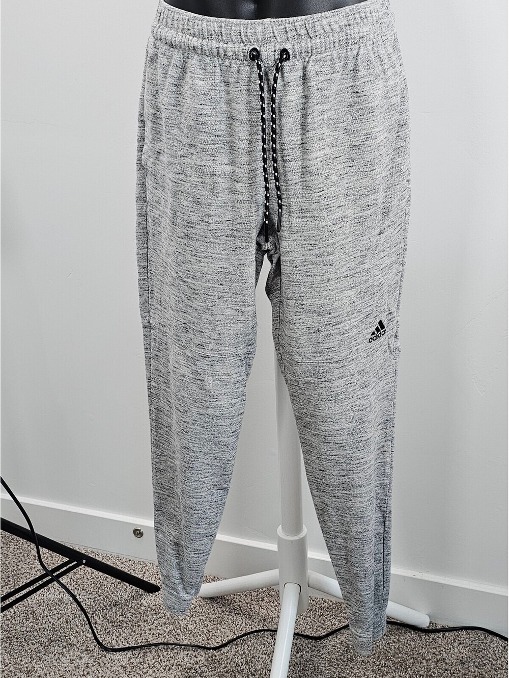 Adidas Men's Gray Jogger Sweatpants with Drawstring Waist